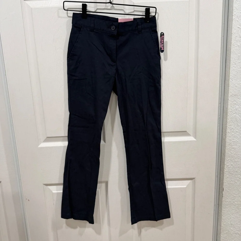 Chaps Boys Navy Blue Stretch Skinny Bootcut School Uniform Pants Size 12 Regular